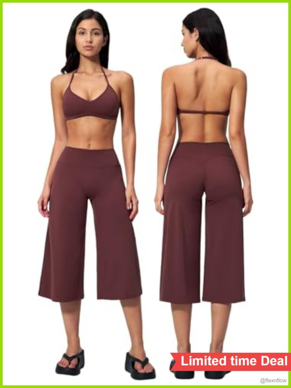 Women's 2 Piece Workout Set Capri Pants & Sports Bra Pilates Gym